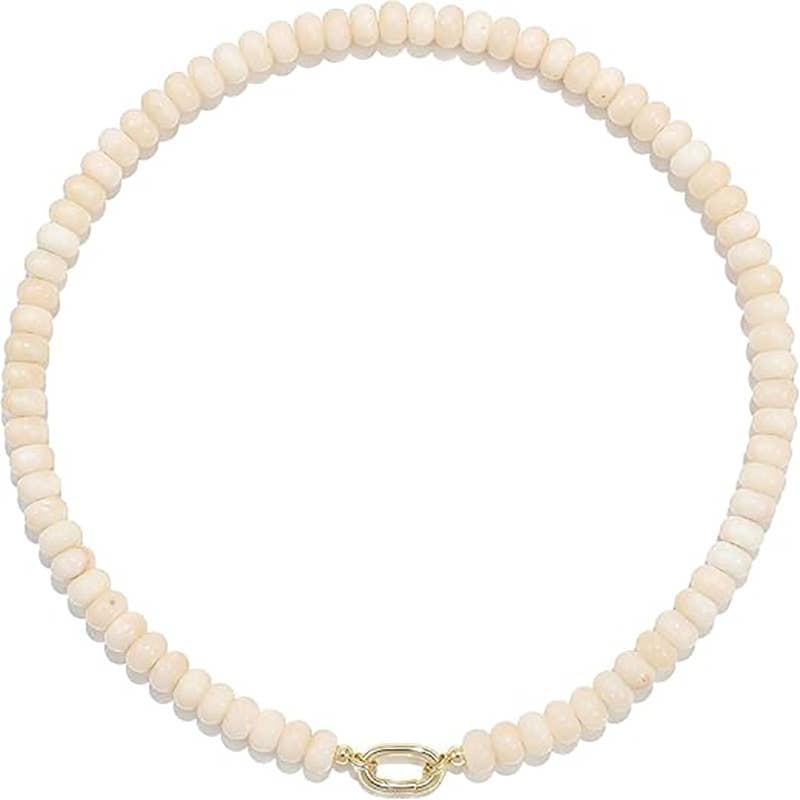 Rondelle Bead Necklace Detachable Oval Metal Buckle Dainty: Color_07 / M