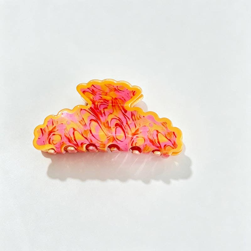 Marble Leaf Claw Clip: Orange Pink / F