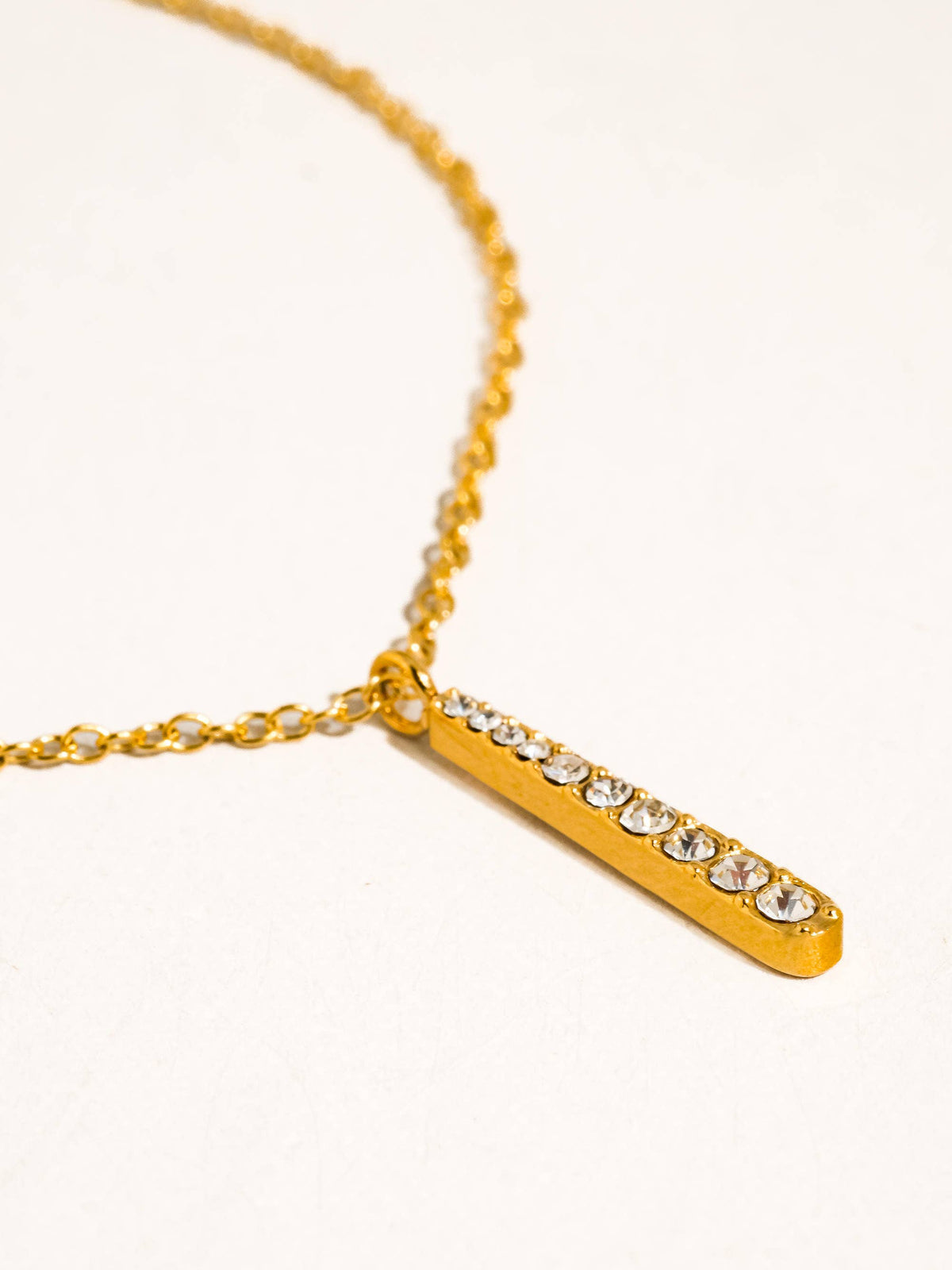 Breslin 18K Gold Non-Tarnish CZ Vertical Bar Necklace: Yellow Gold