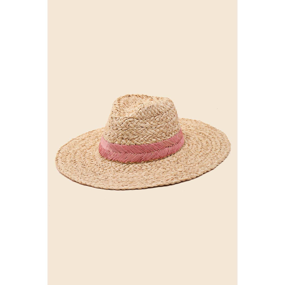 Braided Leaf Strap Straw Hat: PK