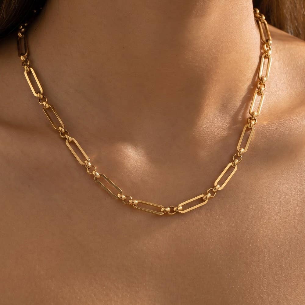 Stainless Steel Dainty Oval Chain Link Necklace: G