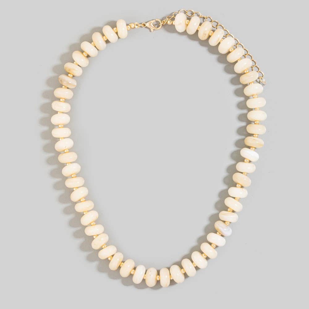 Natural Color Marble Resin Disc Beaded Necklace