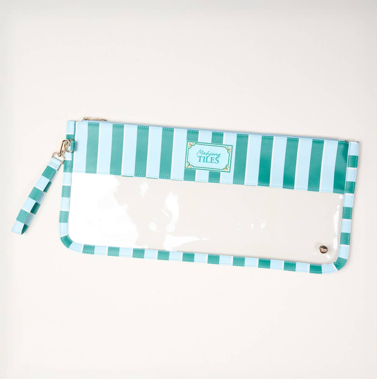 Mahjong Tile Keeper Pouch–Sicily Stripes Teal