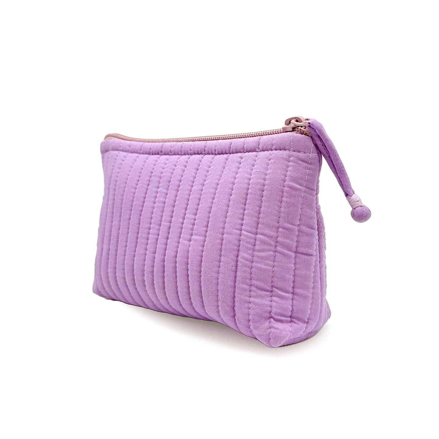 Aviva Collection - Quilted Solid Cotton Travel Pouch: Lavender