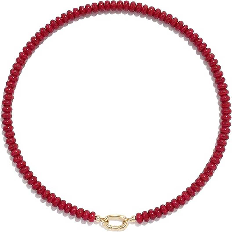 Rondelle Bead Necklace Detachable Oval Metal Buckle Dainty: Color_13 / M
