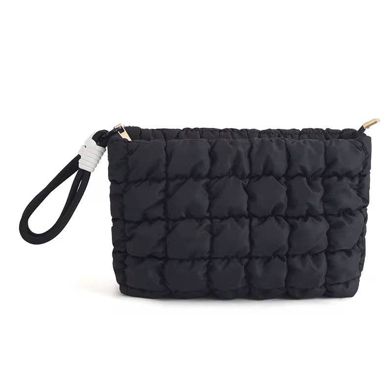 Spring Puff Cosmetic Bag: Black