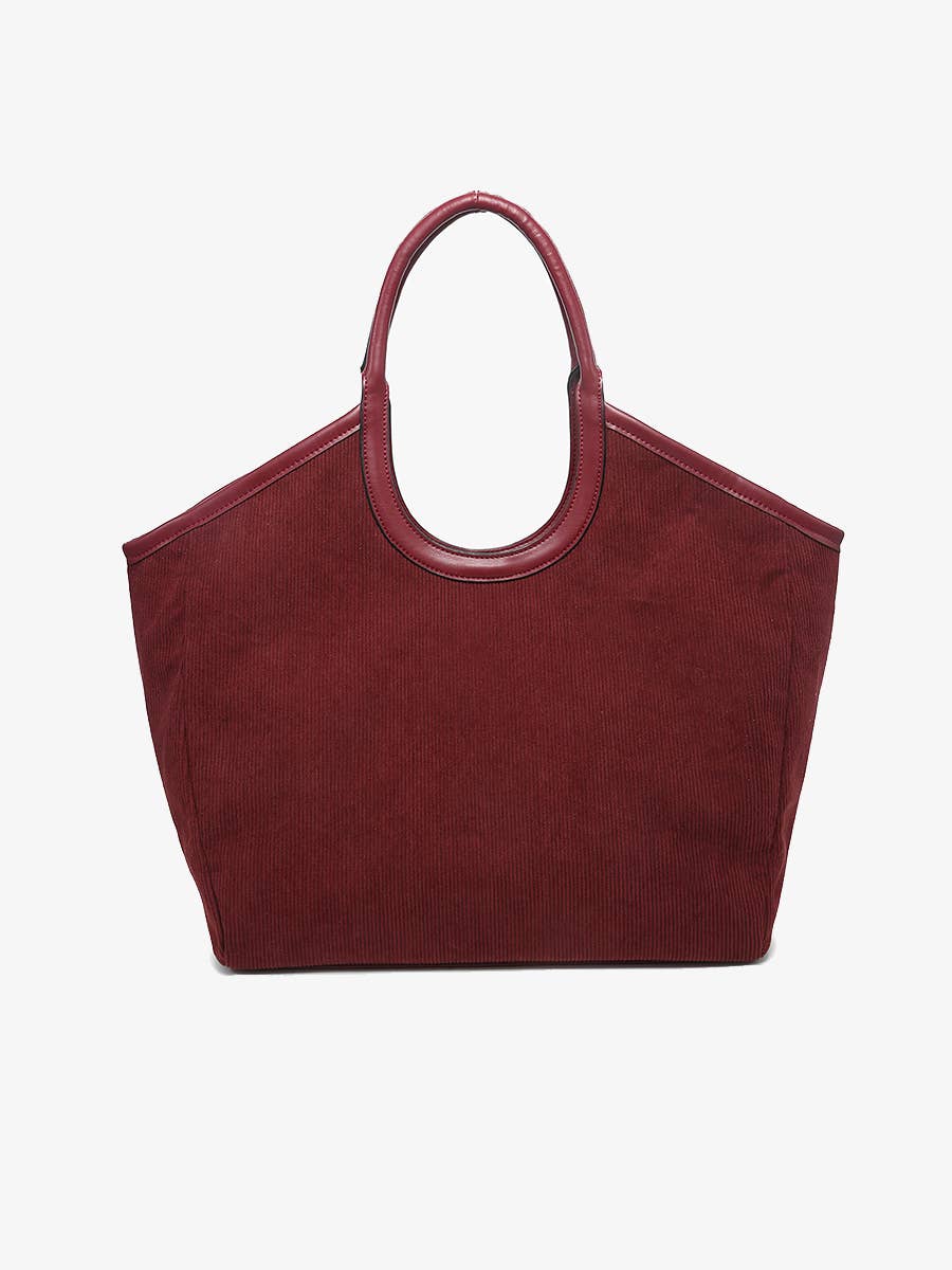 Piper Contrast Corduroy Mini Tote: Cherry Lacquer
