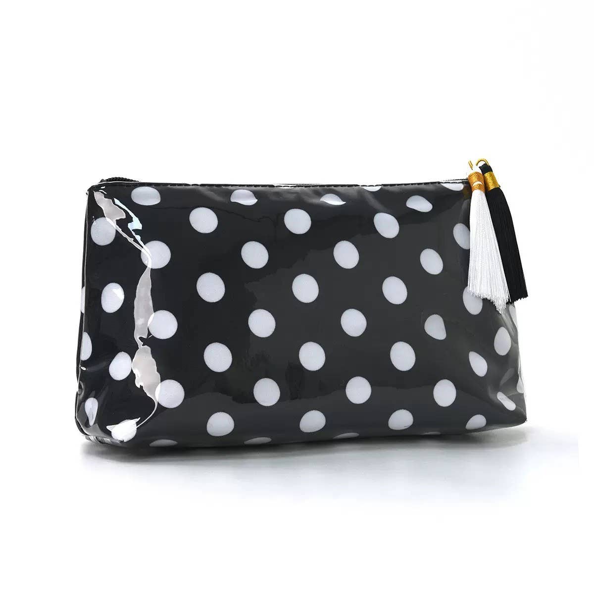 Polka Dot Travel Cosmetic Makeup Pouch Bag | Black