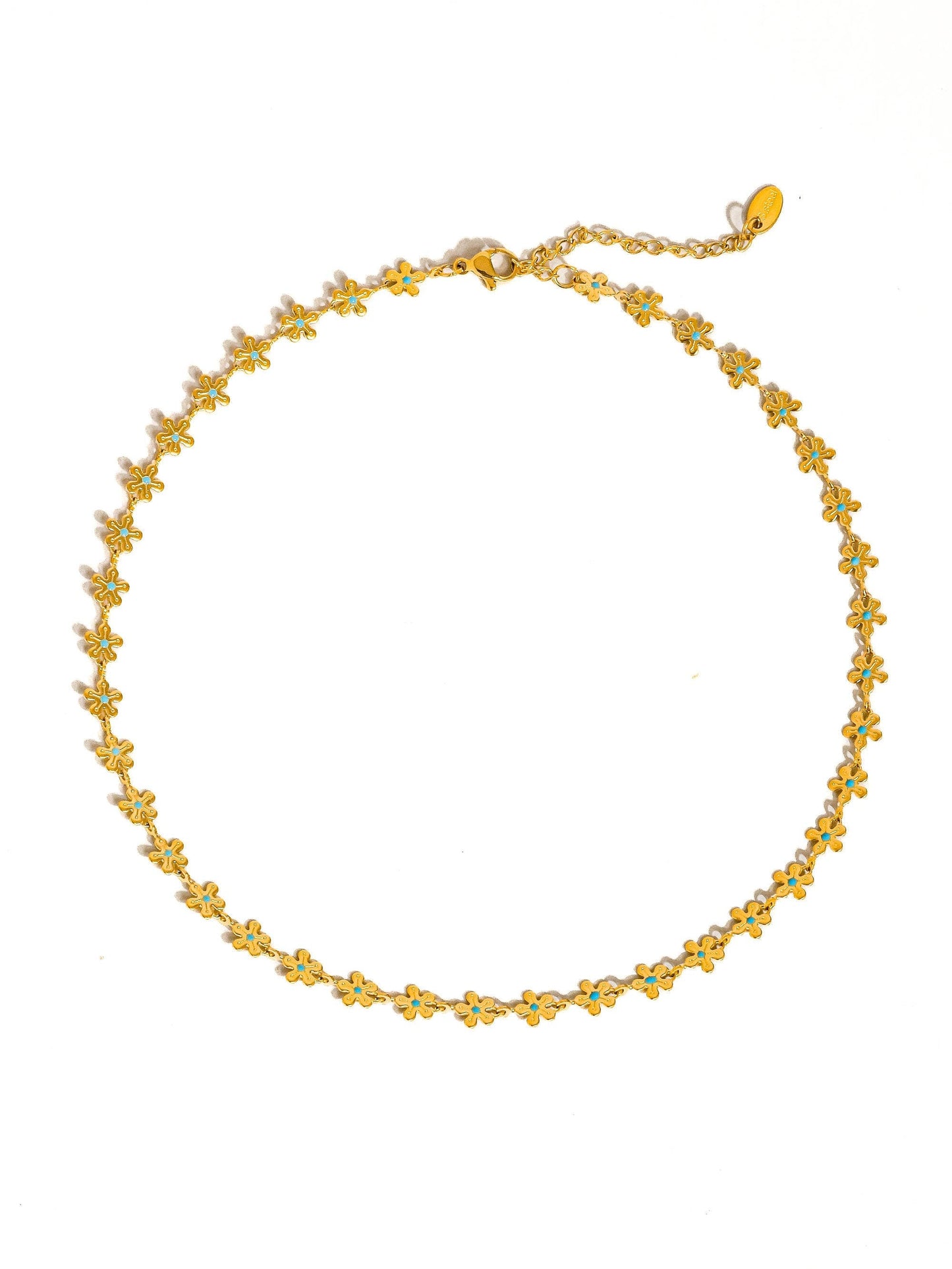 Cyprien 18K Gold Non-Tarnish Daisy Choker: Blue