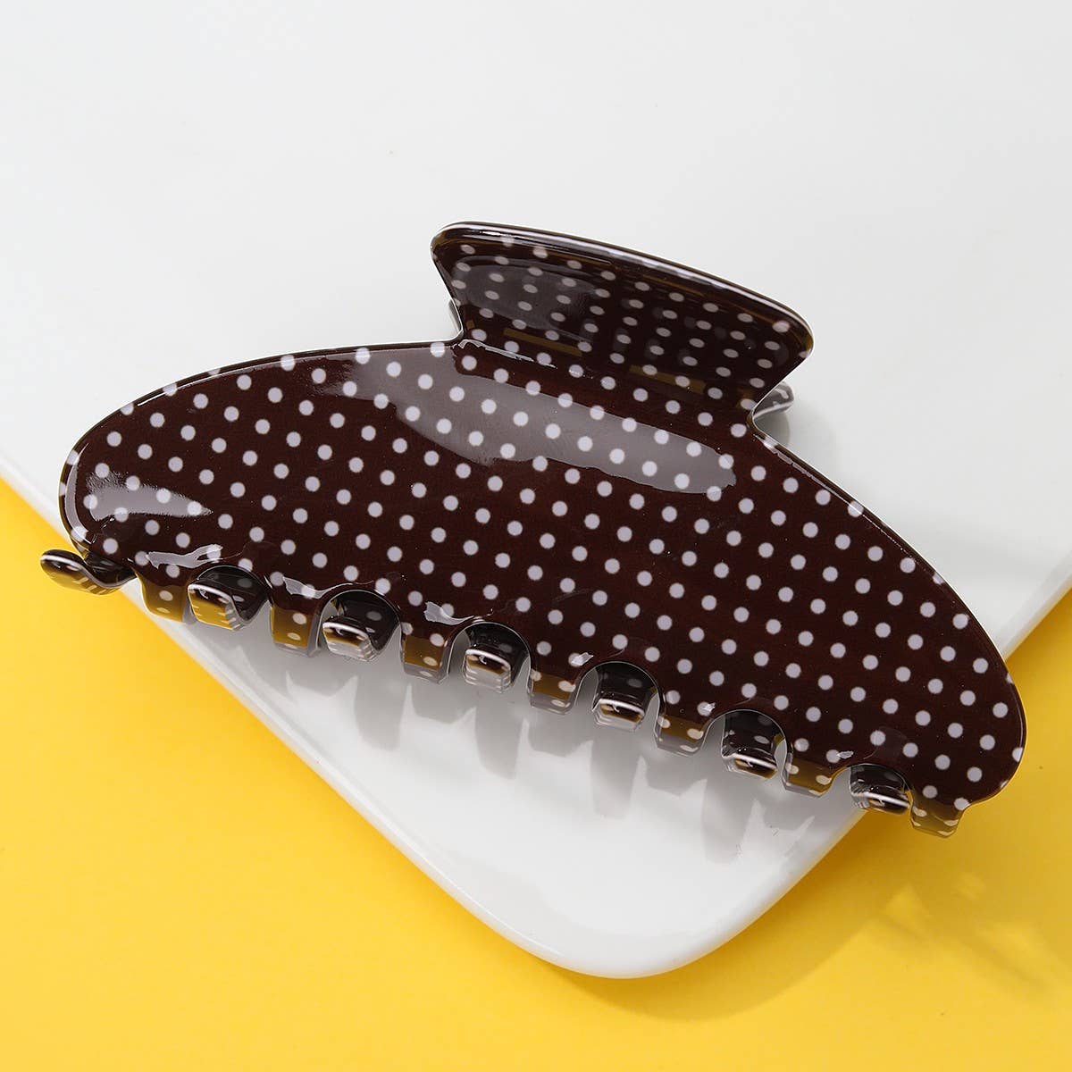 Polka Dot Hair Claw Clip | Brown