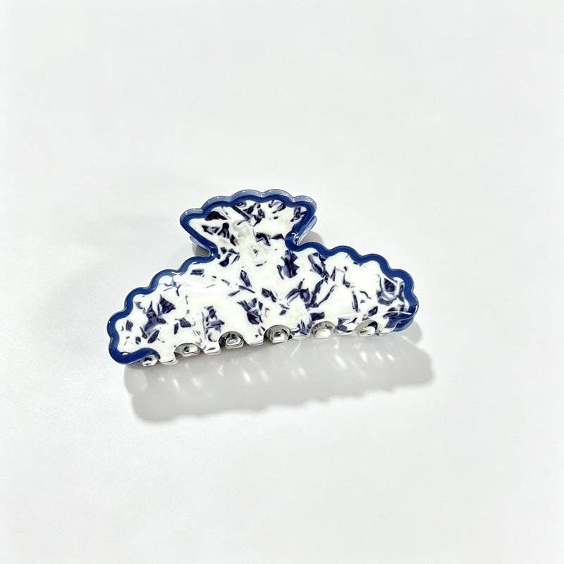 Marble Leaf Claw Clip: Cyan / F