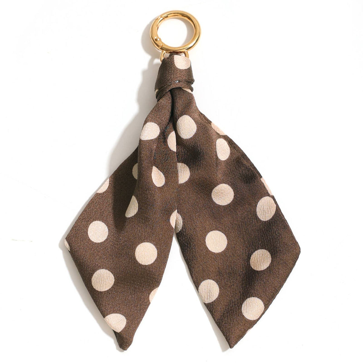 Polka Dot Silk Scarf Keychain Bag Charm: Coffee / M