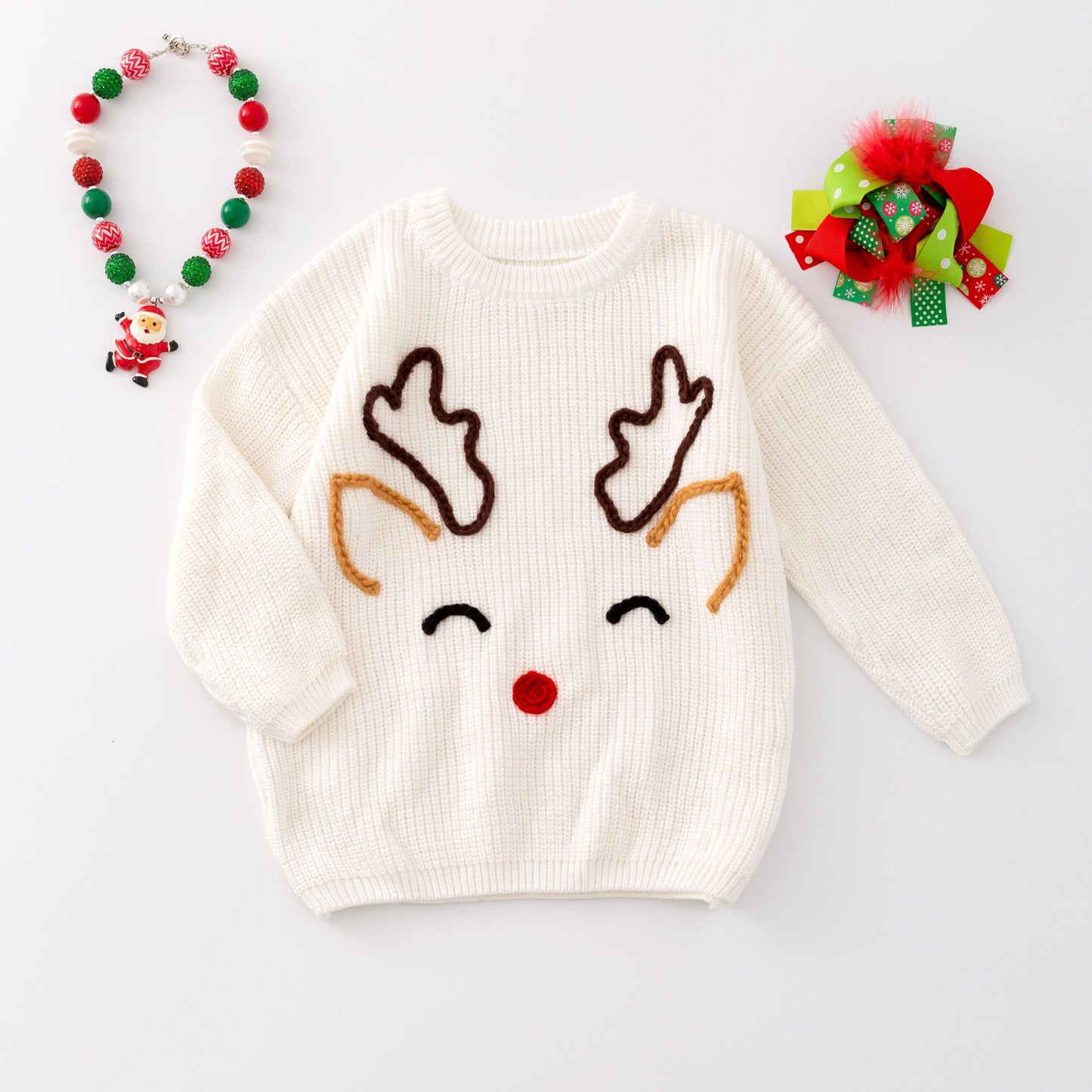 Elk Merry Embroidered Sweater Baby Kids Christmas Sweater : Elk