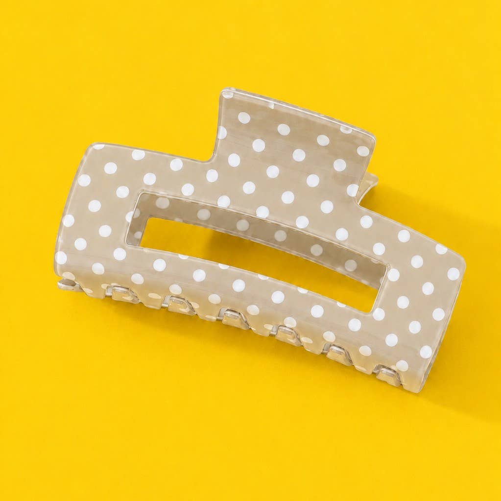 Polka Dot Hair Claw Clip | Beige