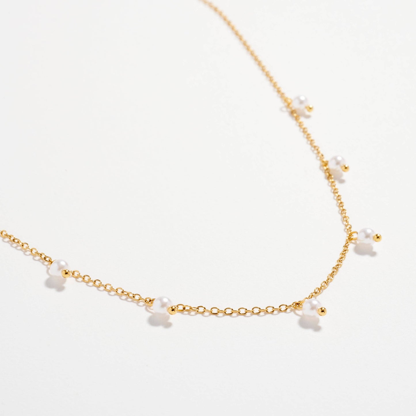 Stainless Steel Dainty Pearl Drop Necklace – Hypoallergenic & Tarnish Resistant: GD / ONE