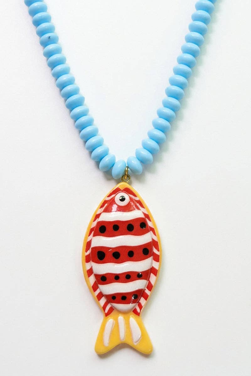 Vibrant Fish Pendant Beaded Necklace: 4 / One Size