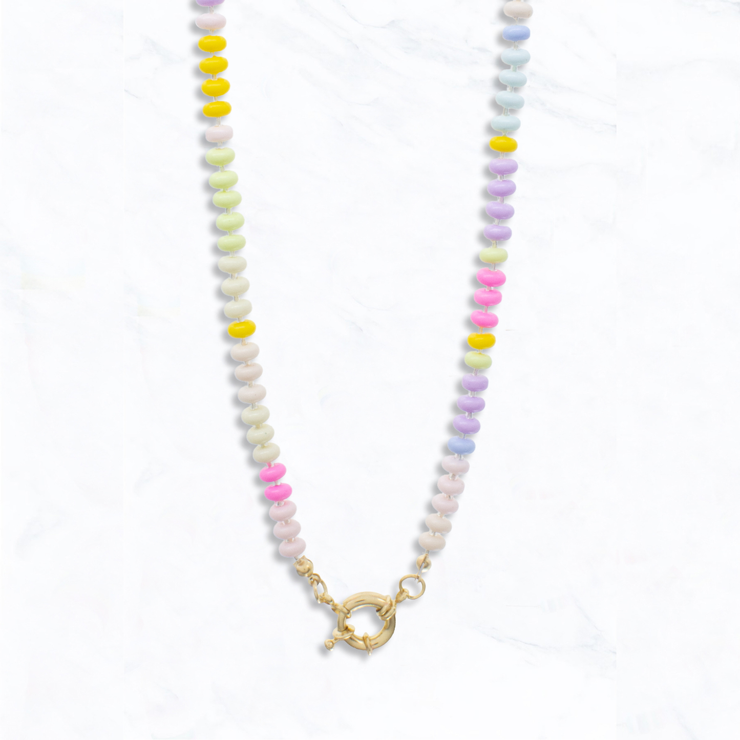 Pastel Candy Beaded Necklace With Toggle Clasp