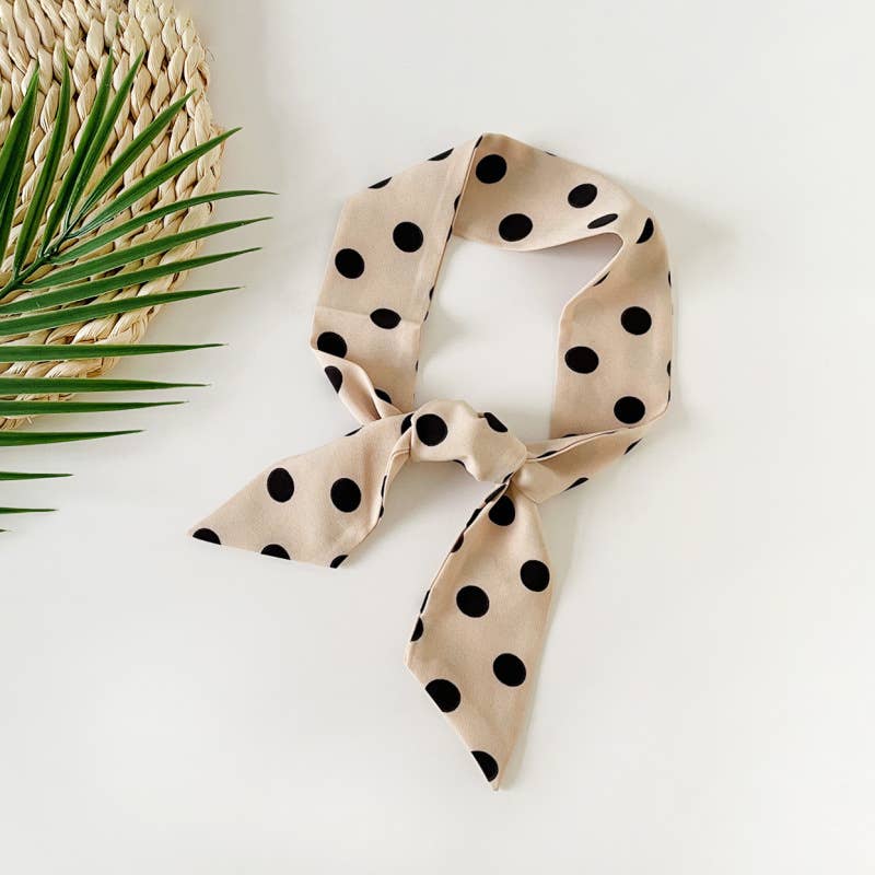 Minimalist Fashion Polka Dot Scarf: Khaki / M
