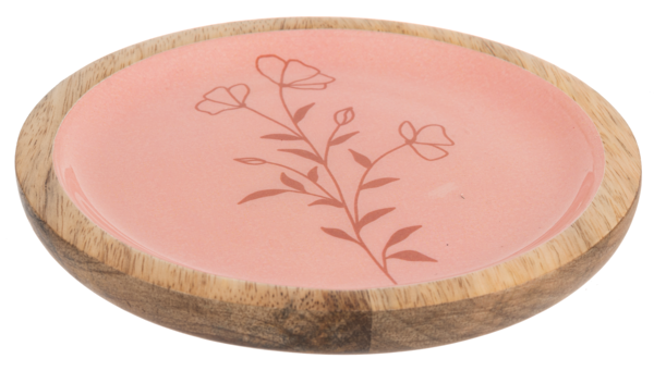 Round Saffron & Natural Floral Block Print Tidbit Tray- Tray 2