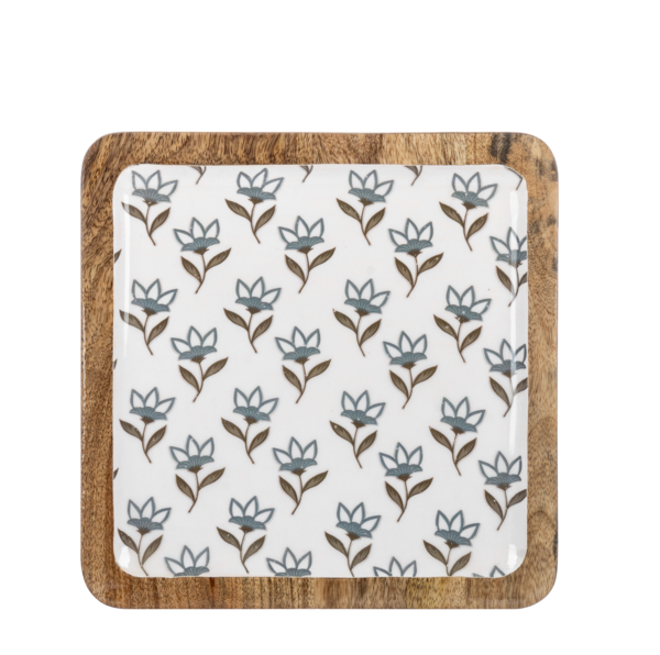 Square Artichoke & Flower Pattern Serving Tray