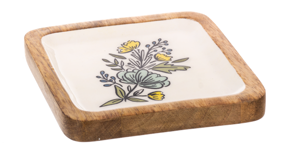 Square Colorful Flower Tidbit Tray- Tray 1