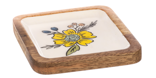 Square Colorful Flower Tidbit Tray- Tray 3