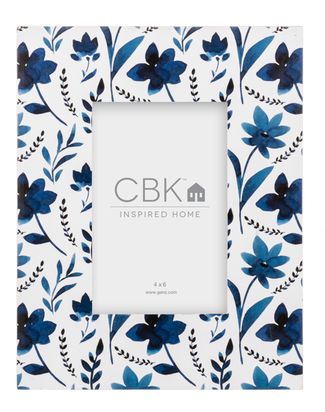 Blue & White Watercolor Floral 4x6 Frame