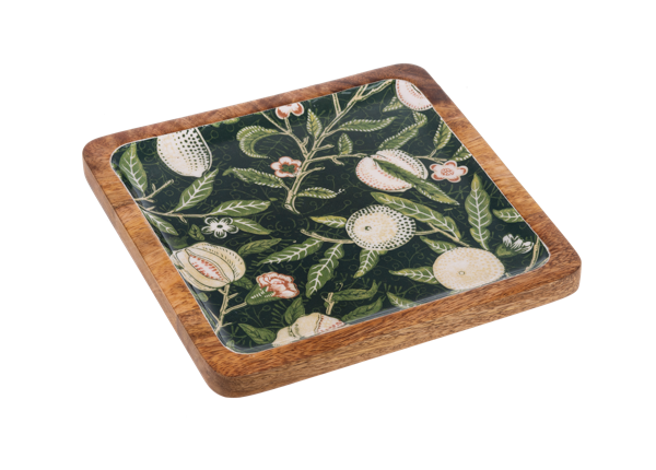 Square Green Floral Serving Tray