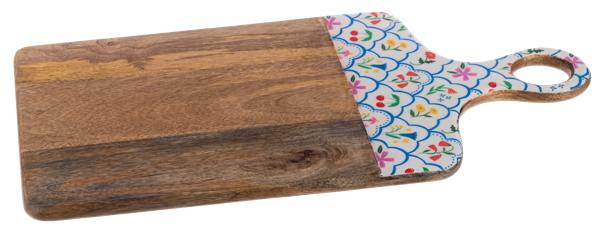 Colorful Flower & Patchwork Cutting Board with Handle