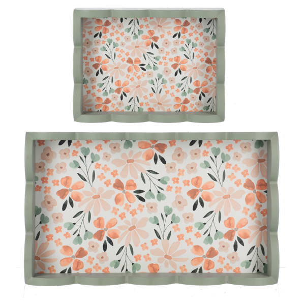 Floral Tray with Scallop Edge