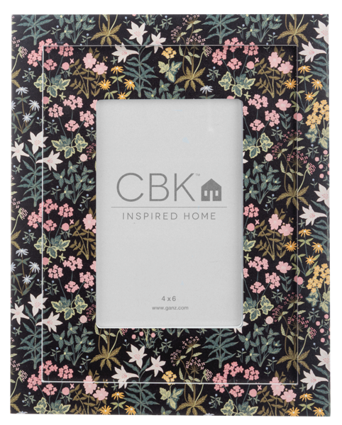 Black & Green Floral 4x6 Frame- Black