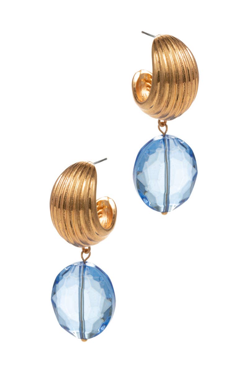 Round Shaped Glass Hoop Earrings: BL / ONE
