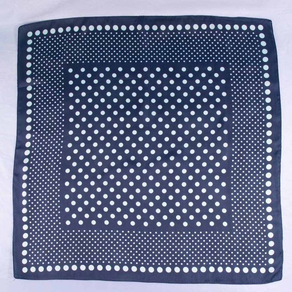Ombre Polka Dot Print Satin Square Scarf: NV