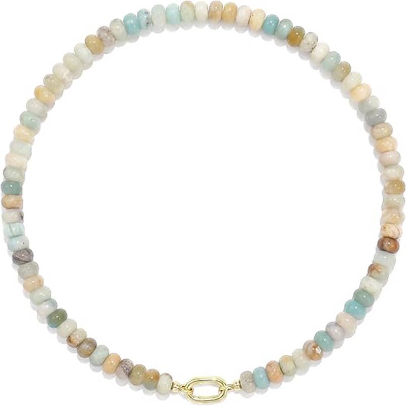 Rondelle Bead Necklace Detachable Oval Metal Buckle Dainty: Color_14 / M