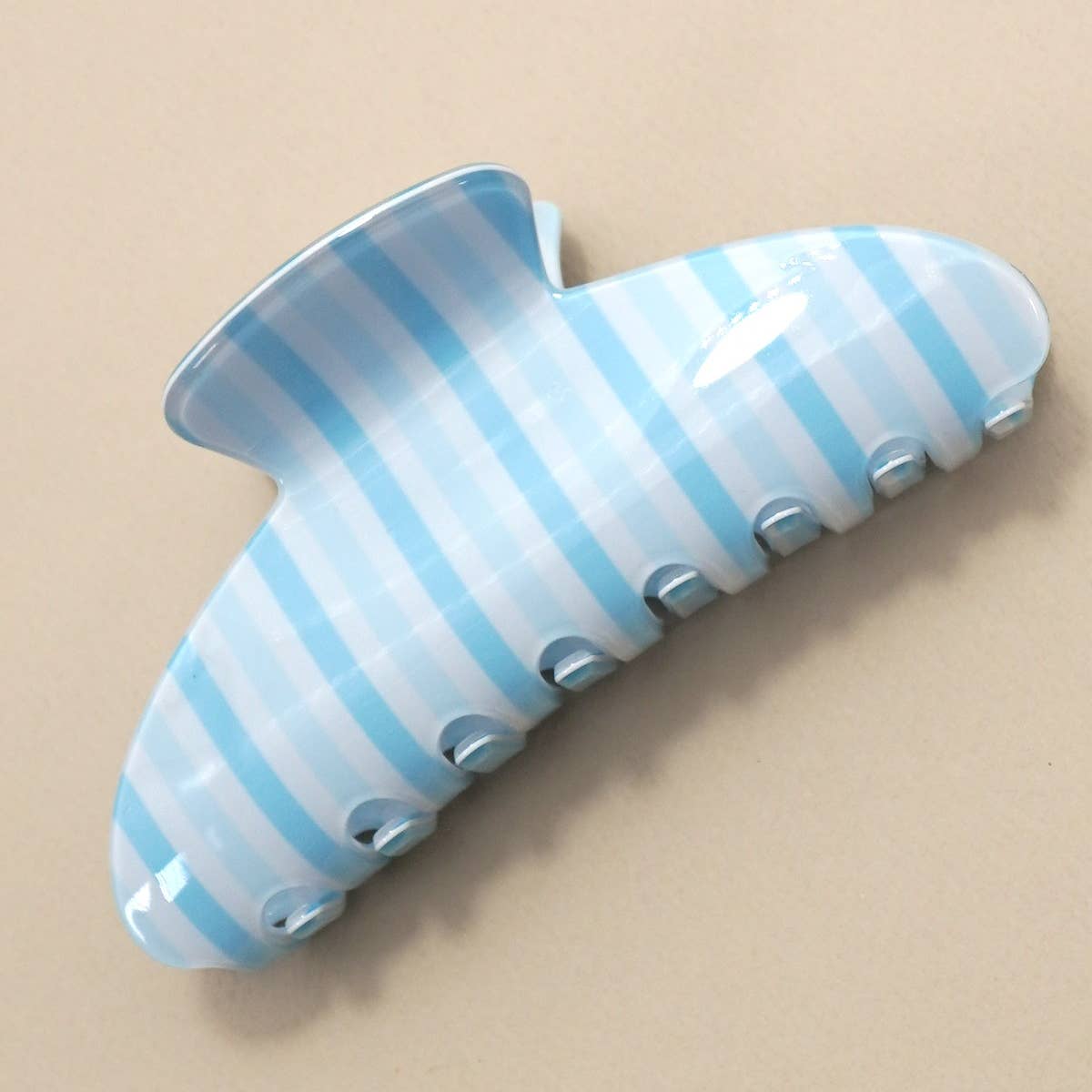 Jumbo Stripe Plaid Oval Hair Claw Clips | Blue