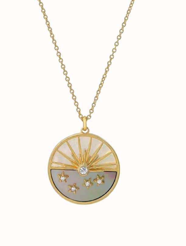 Moon - Lunar Phase- Medallion Necklace 14k Steel: Sun NON TARNISH