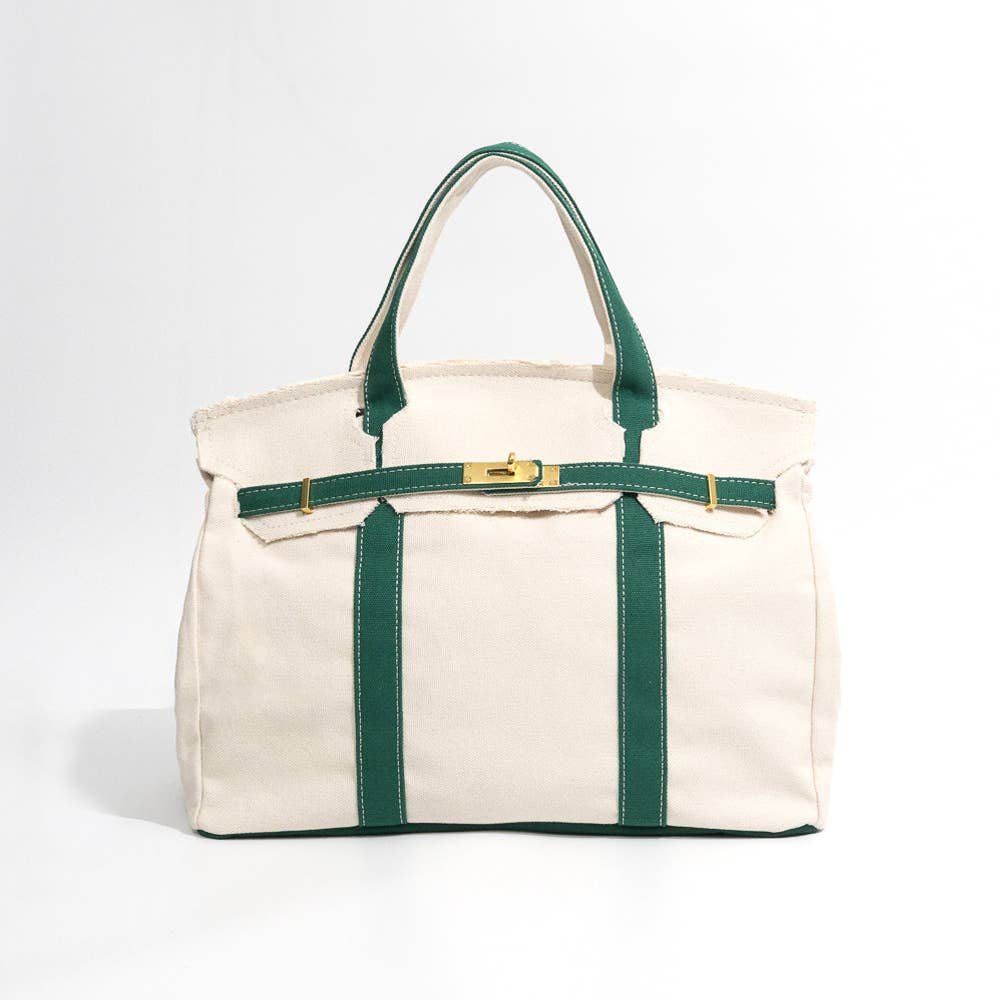 Handmade Premium Cotton Canvas Boat Bag Green