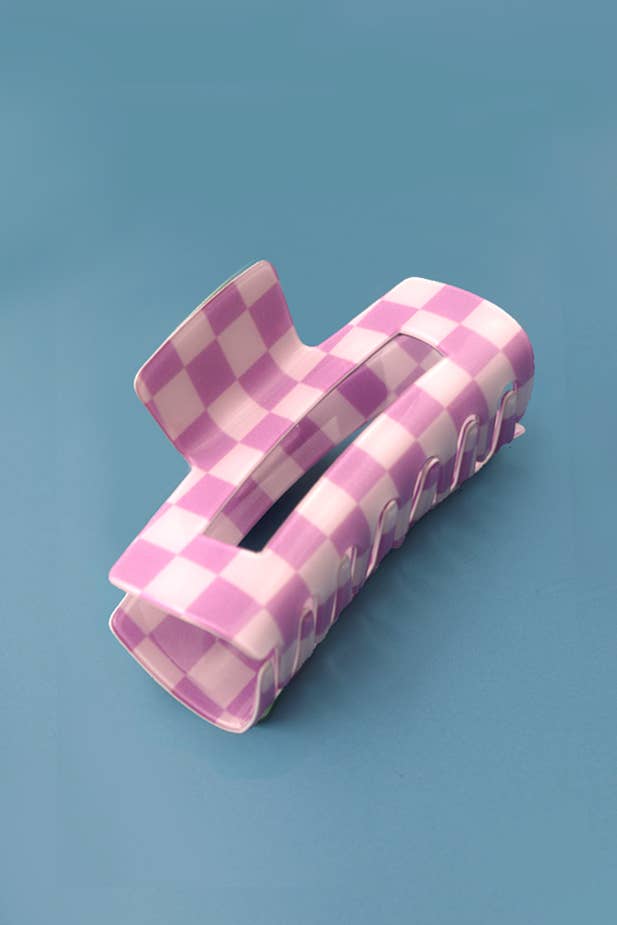 Jumbo Resin Checker Hair Claw Clips 4inch | Lavender