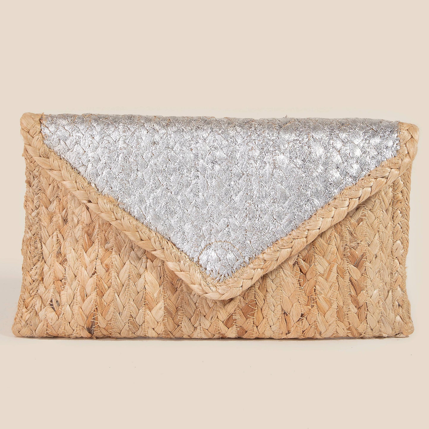 Metallic Accent Jute Envelope Clutch Bag: S