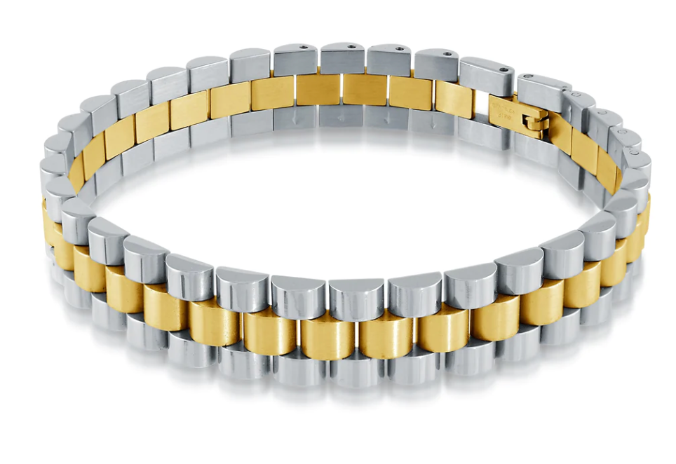 Watch Band Link Bracelet, Bangle. 2 tone NON TARNISH