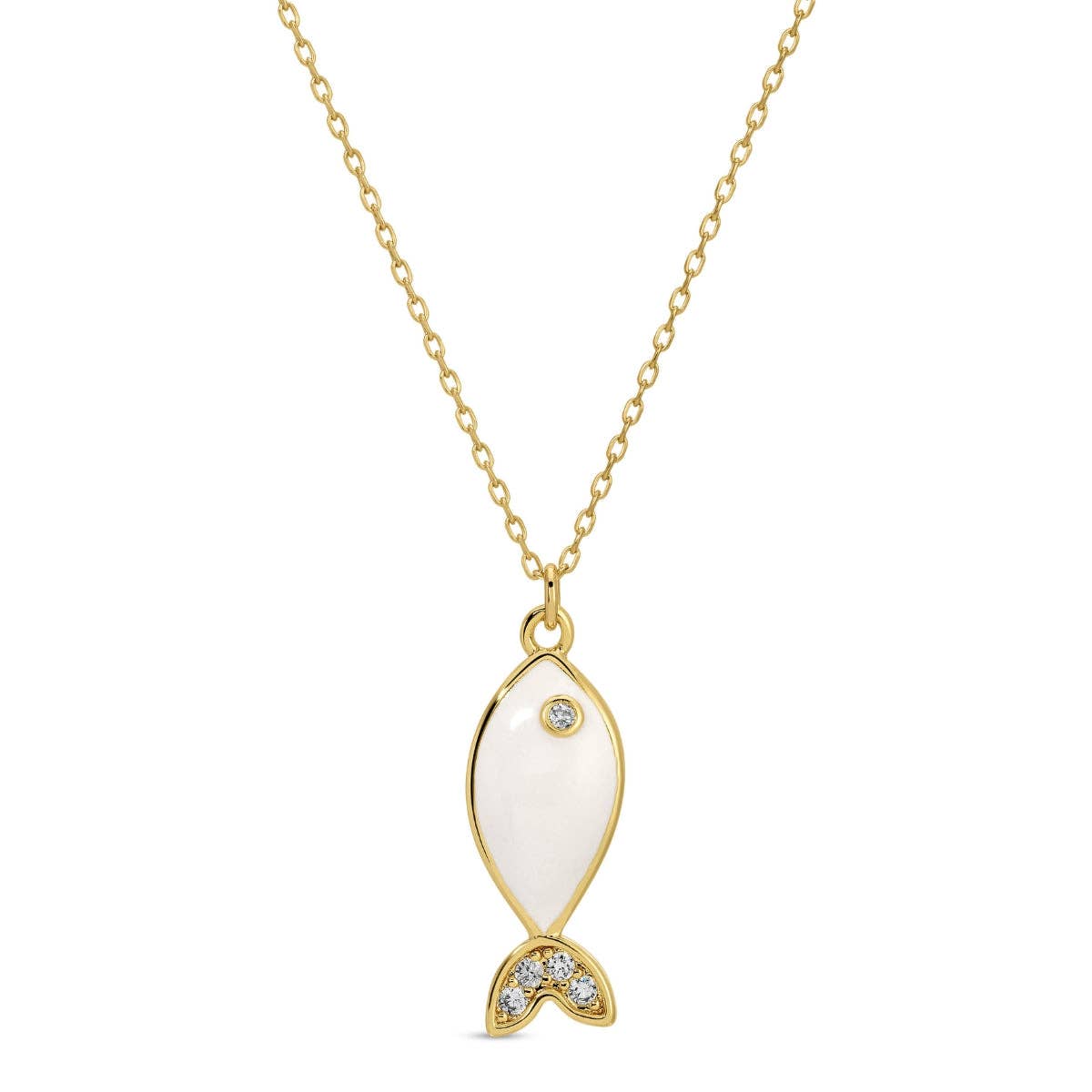 Fish Pendant Necklace: White