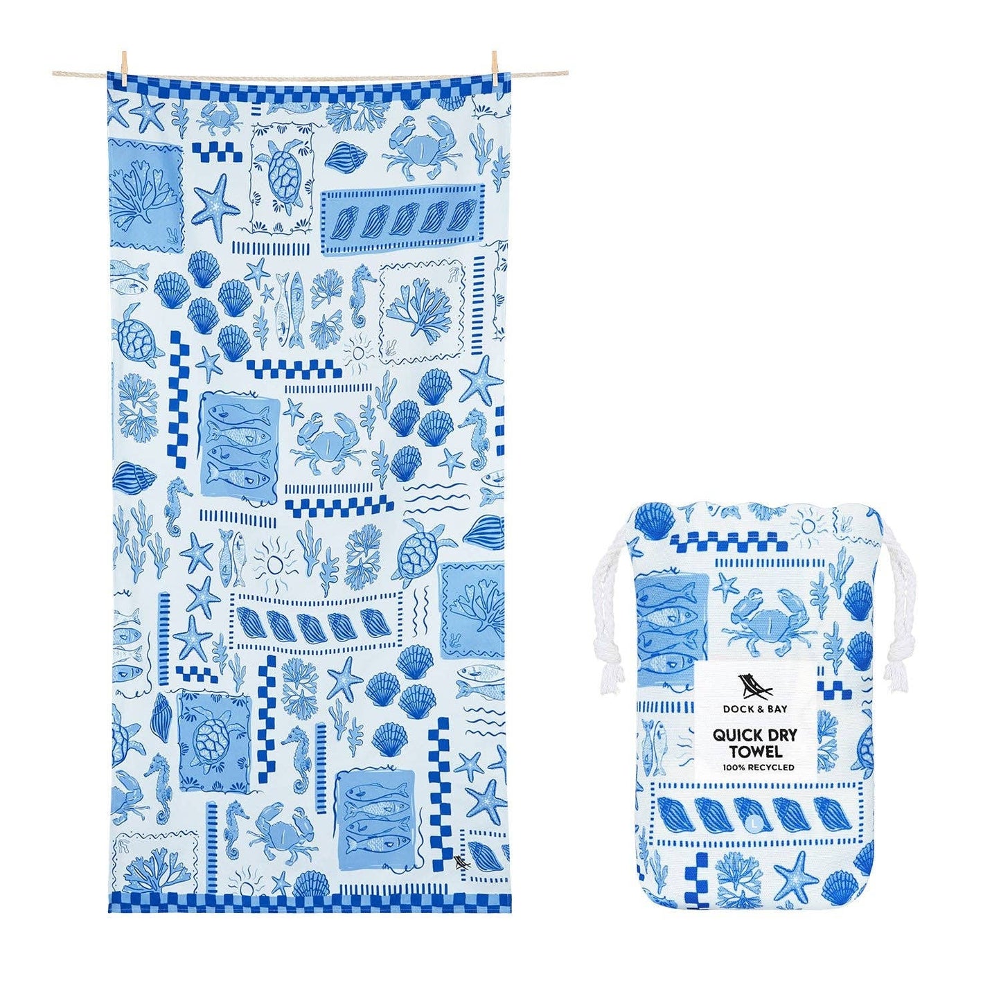 Dock & Bay Quick Dry Towels - Grecian Shores - GRS Certified: Large (63x35 in)