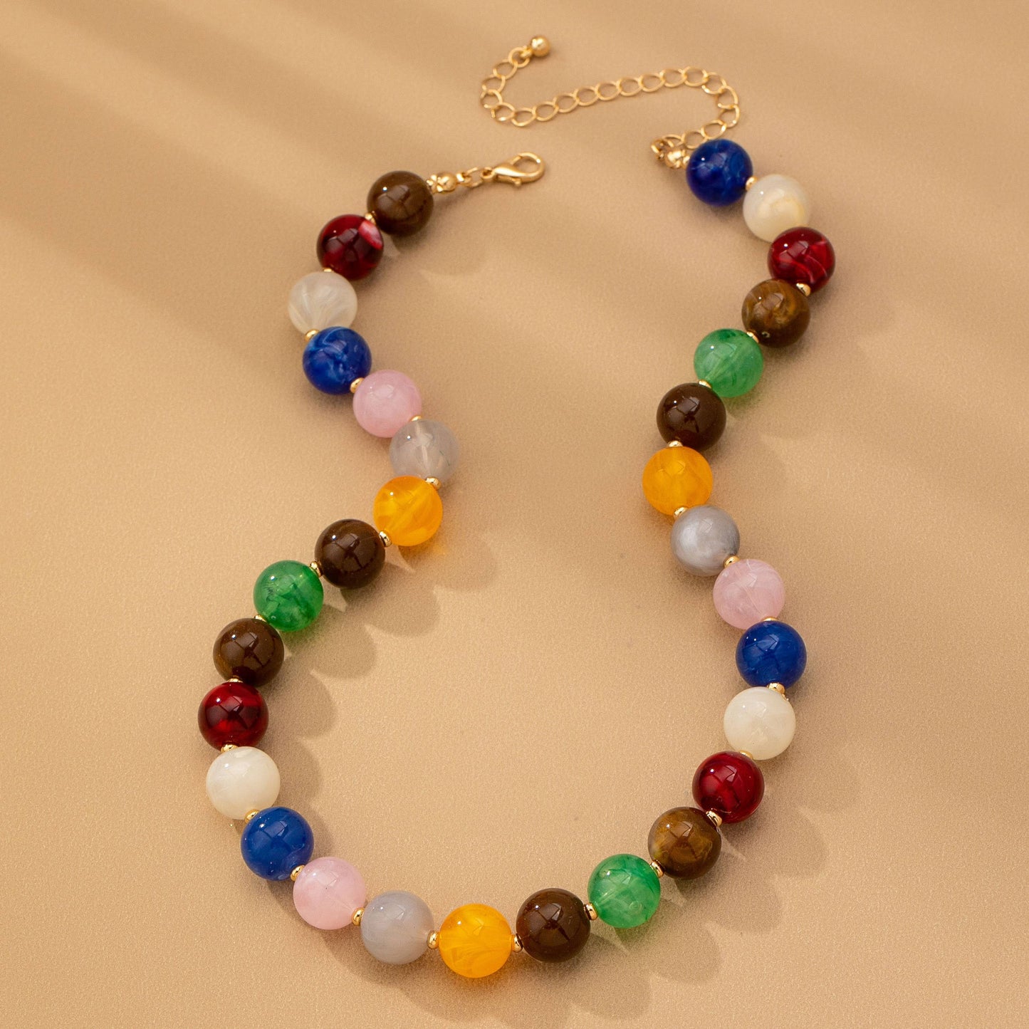 High Glossy Multi Color Beaded Chain Neckalce | Multi