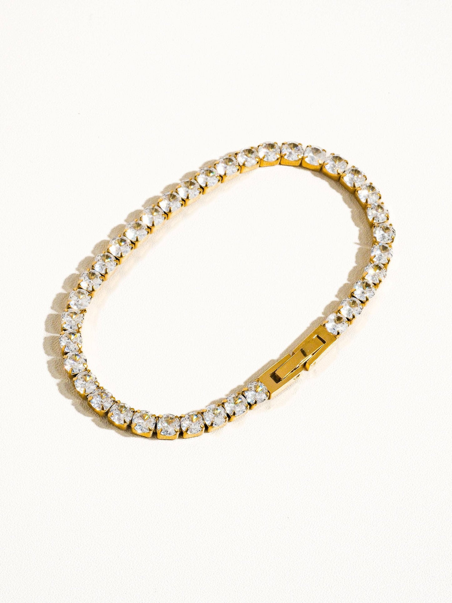 René Non-Tarnish Rhinestone Dressy Bracelet: Yellow Gold