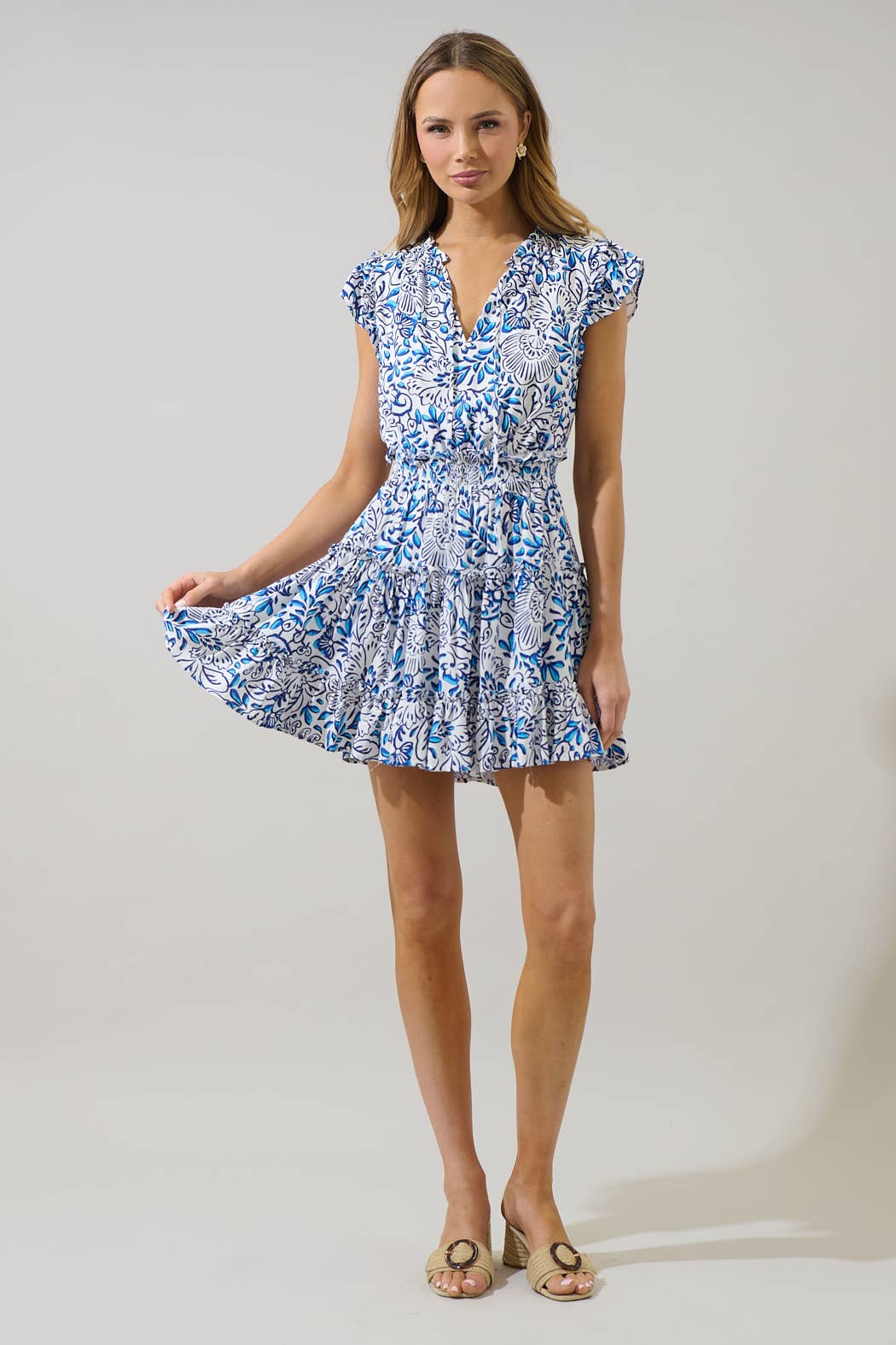 Mize Floral Toledo Tiered Mini Dress She la la Mize Floral Toledo Tiered Mini Dress She la la