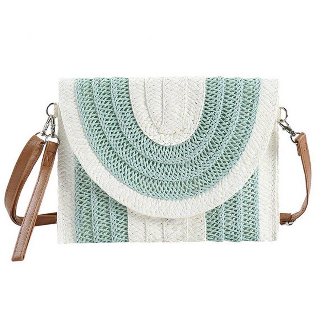 Mixed Striped Straw Clutch & Crossbody Bag: MN