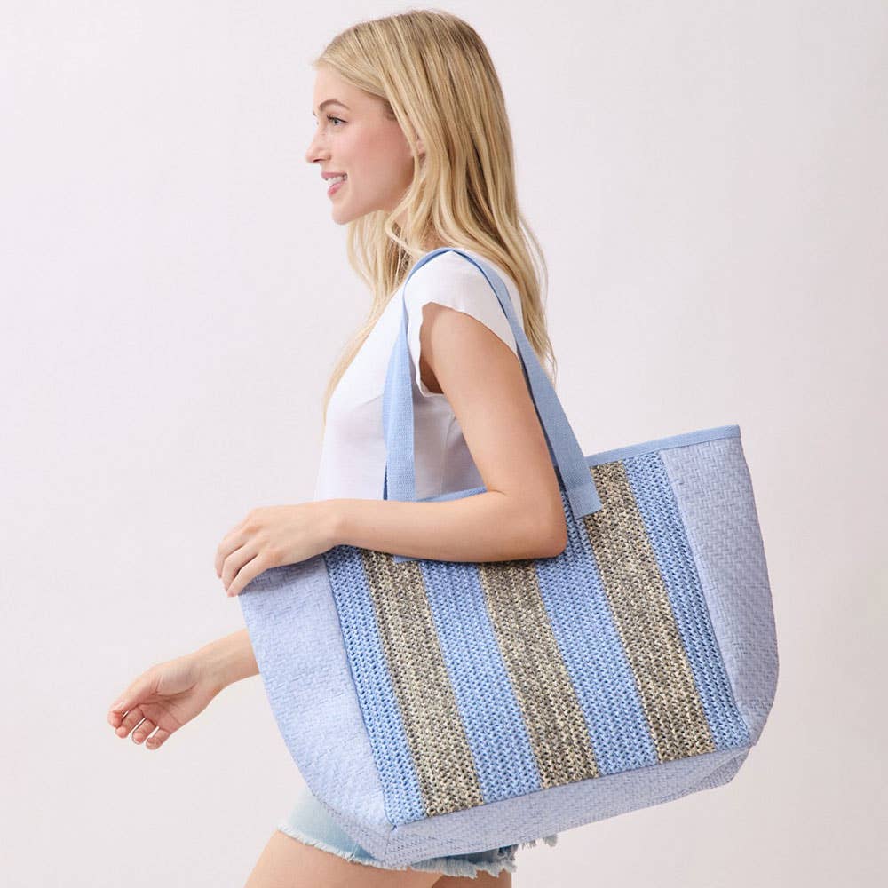 Nautical Stripe Tote Bag: Blue