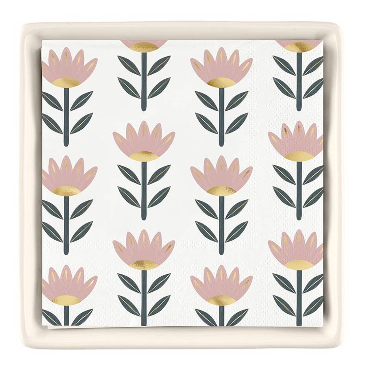 Ceramic Napkin Tray + Napkins - Flowers: Material