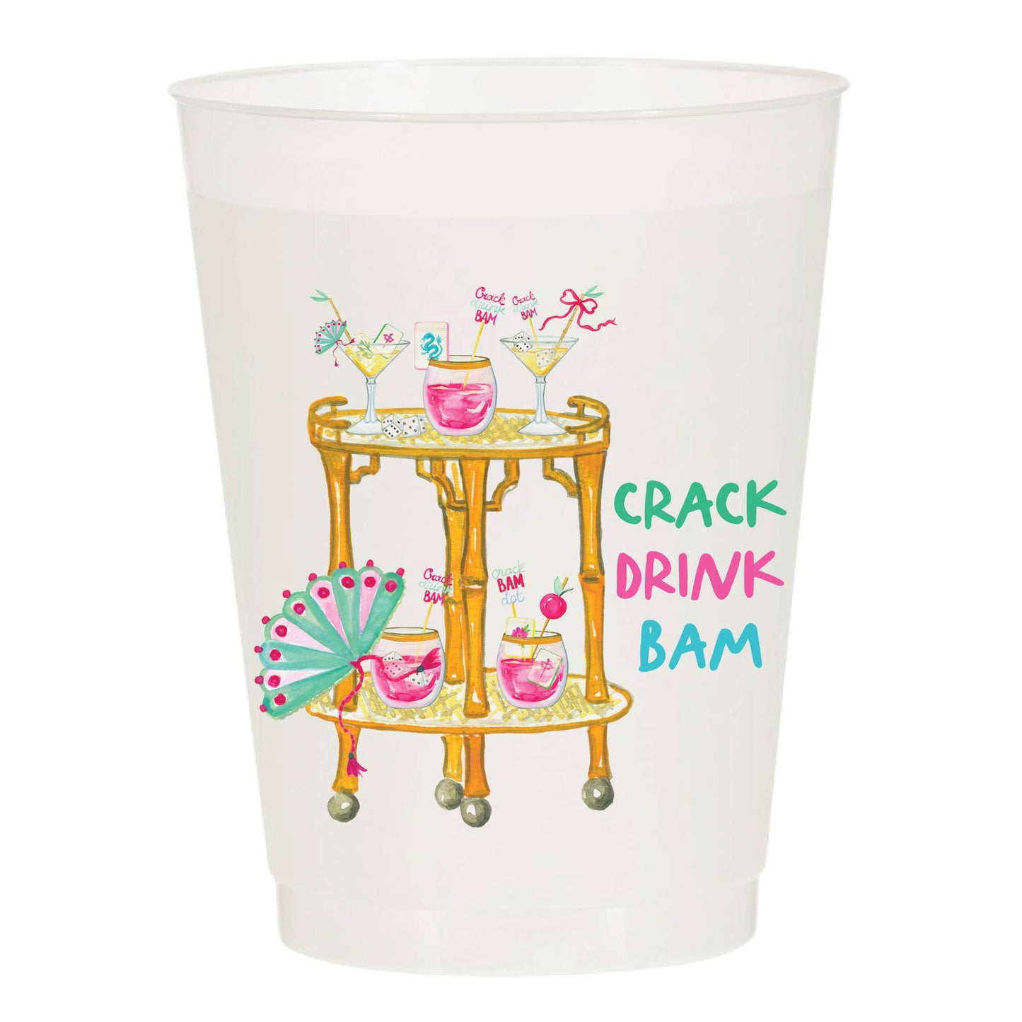 Crack Drink Bam Frosted Cups - Mahjong: Pack of 6