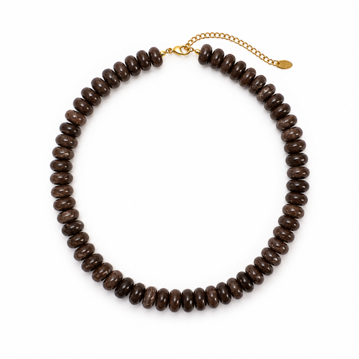 Ellison+Young Modern Resin Beaded Statement Necklace: Espresso Swirl
